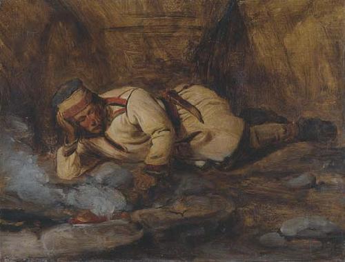 Francois Auguste Biard A Laplander asleep by a fire china oil painting image